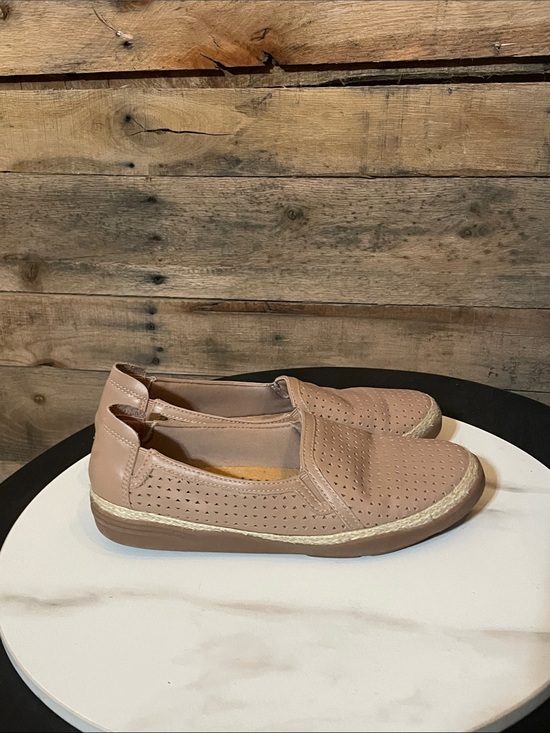 Clarks Shoes - Clarks Women's Leather Espadrille Slip-On Flats – Beige